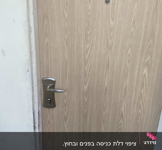 דלת עם ידית מתכת ועינית